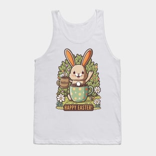 Happy Easter Cute Easter Bunny Floral Egg Hunting Coffee Lover Tank Top